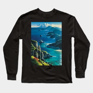 Overlook of an Ocean from a Cliffside Long Sleeve T-Shirt